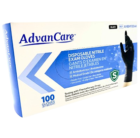 Advancare nitrile gloves (black) small
